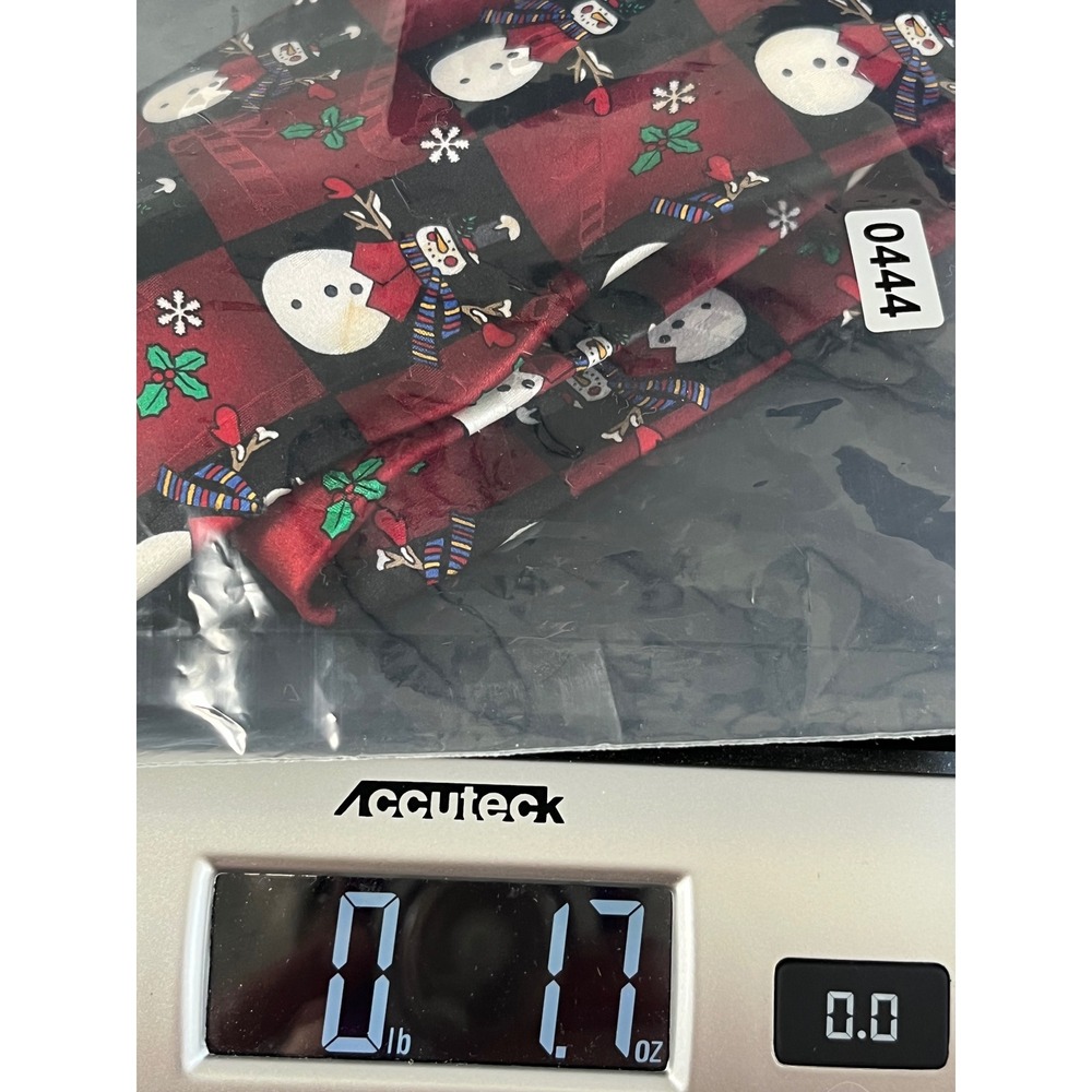 Hallmark Yule Tie Greetings Necktie Mens OS Red Black Excellent Silk Snowman - Picture 10 of 10